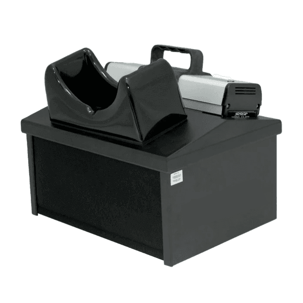 Black Fluorescence_Analysis_Viewing_Cabinet device with a rectangular base and curved top on a white background