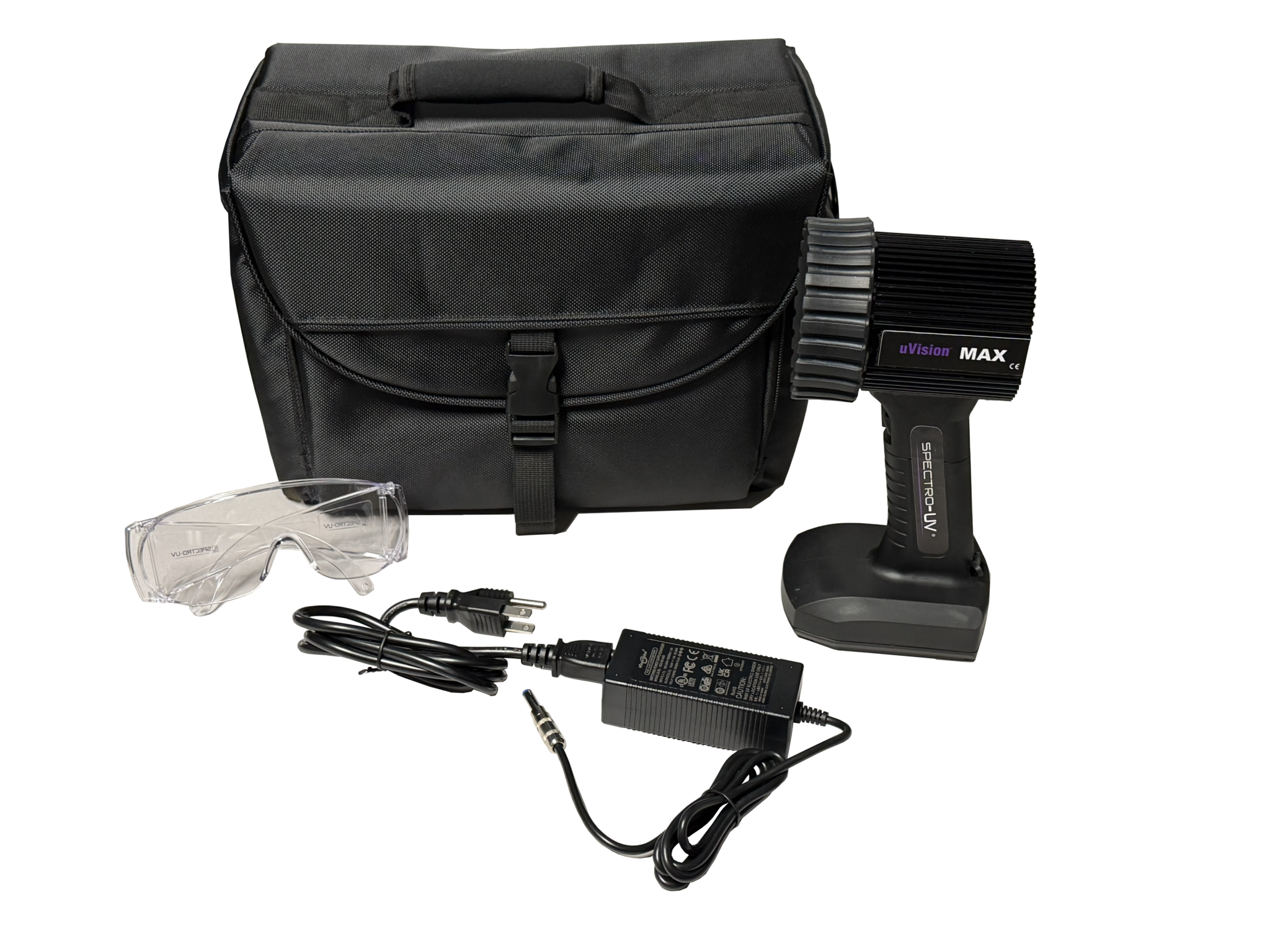 Kit de lámpara de luz negra ultravioleta (UV-A) LED de 365 nm uVision 365 Deluxe Series con filtros de paso UV-A y paquete de baterías (también disponible en voltajes extranjeros)