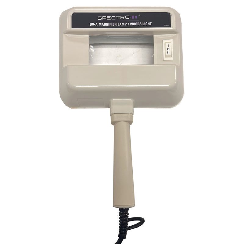 Lámpara de examen de madera con lupa de luz negra ultravioleta (UV) serie Q, 2 tubos BLB de 365 nm y 4 vatios, 2 tubos de luz blanca de 4 vatios (120 V/60 Hz) (enchufe de EE. UU.)