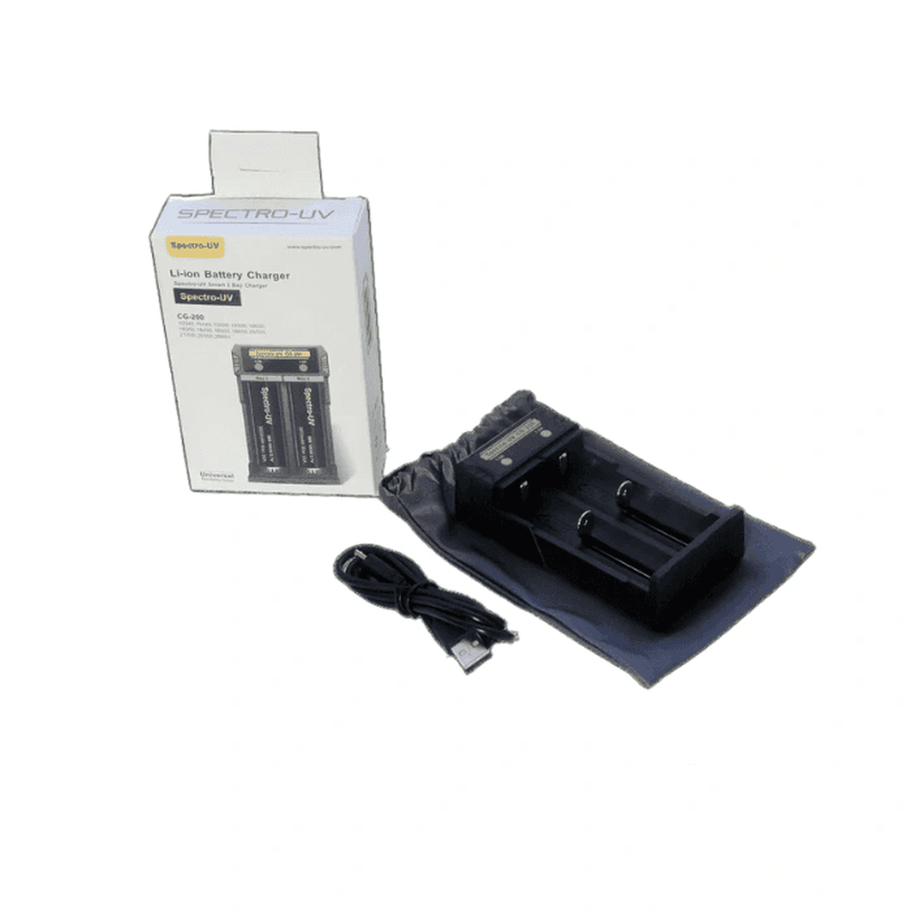 Cargador de batería de iones de litio universal Spectro-UV de 2 bahías