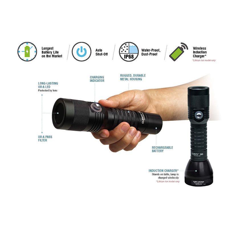 Kit de linterna UV-A Clarity 365 LED de 365 nm con batería alcalina