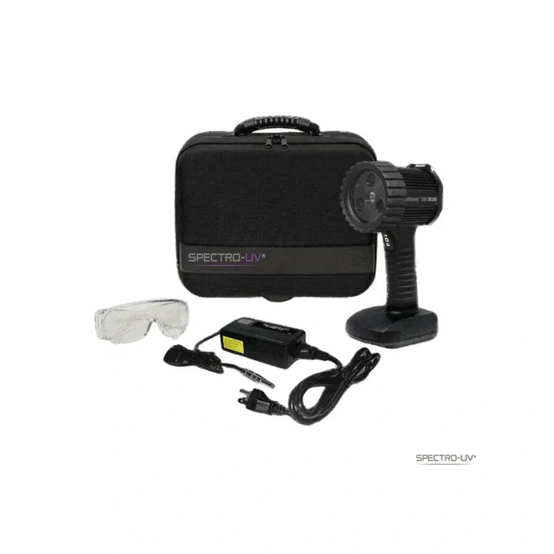 uVision 365 LED 365 nm Ultraviolett (UV-A) Schwarzlichtlampen-Set mit 365 nm UV-A-Passfiltern und Lithium-Ionen-Akku im Griff (auch in Fremdspannungen erhältlich)