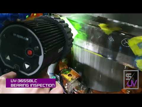 Short video showing the UVision UV-A blacklight handheld inspection lamp kit in use for an NDT UV-A fluorescent blacklight inspection