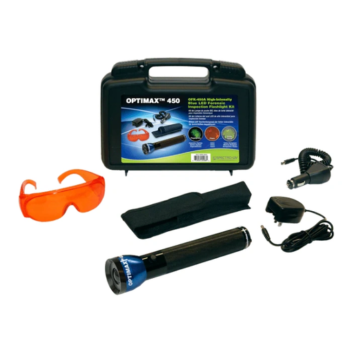 OptiMax Blue Light LED Forensic Alternate Light Source (ALS)  Inspection Kit (Also available in foreign voltages)