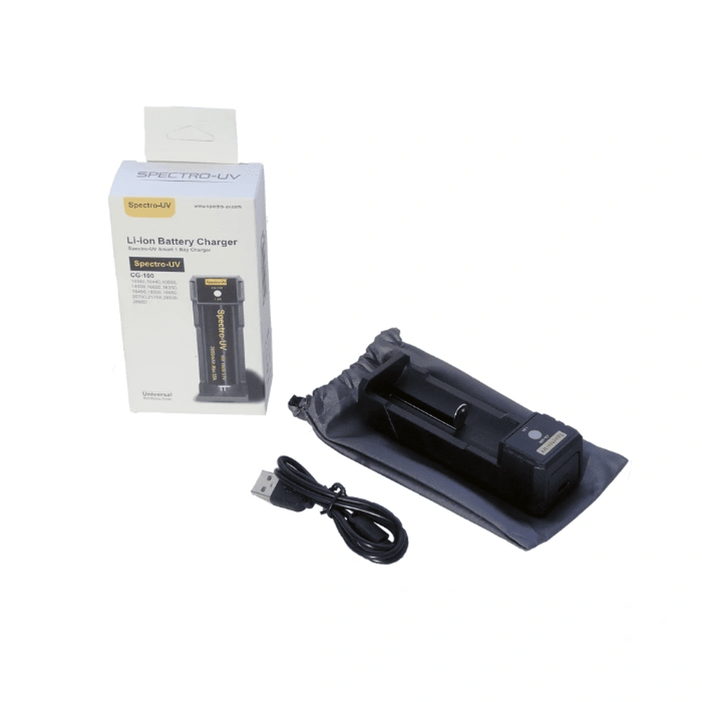 Cargador de batería universal de iones de litio de 1 bahía Spectro-UV