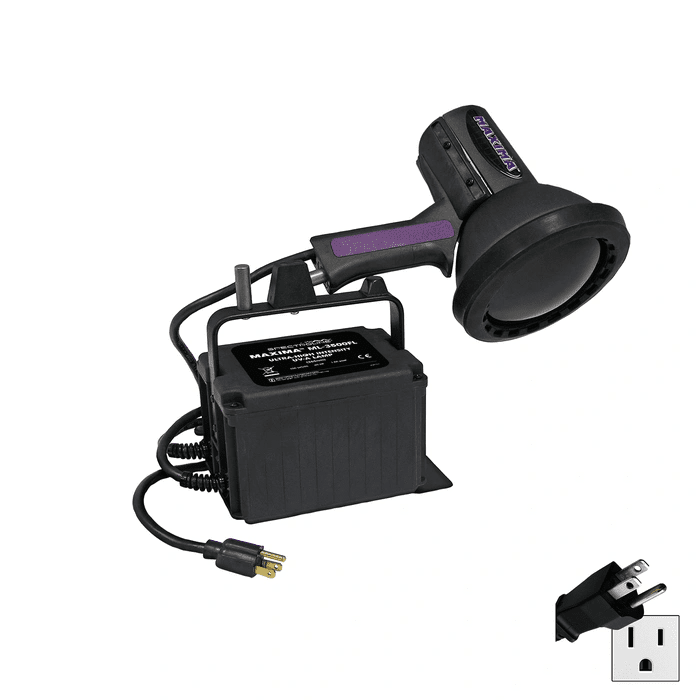 MAXIMA Ultra High Intensity 365nm Ultraviolet UV-A Blacklight Lamp with Anodized Reflector Also available in foreign voltages