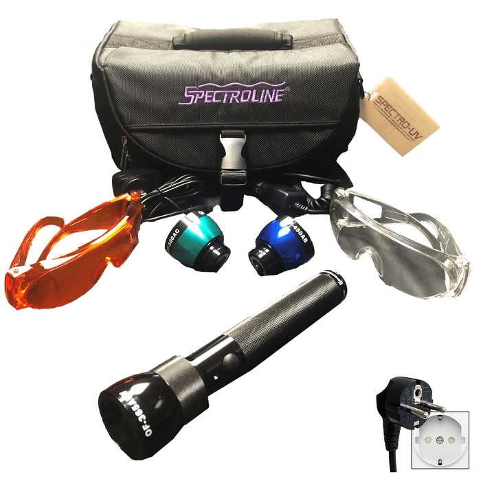OptiMax Multi-Lite LED Forensic Alternate Light Source (ALS) Inspection Field Kit (Also available in foreign voltages) (OFK-300A)