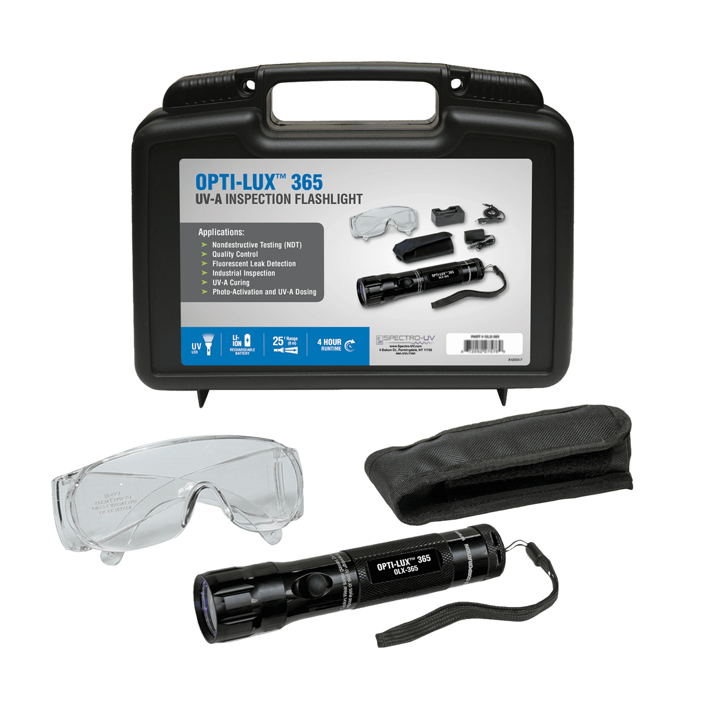 Opti-Lux 365nm UV-A Inspection Flashlight Kit Also available in foreign voltages