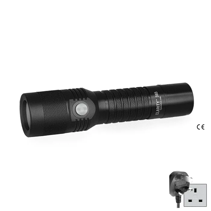 Clarity 365 LED 365nm UV Flashlight Kit with Lithium Ion Battery Also available in foreign voltages